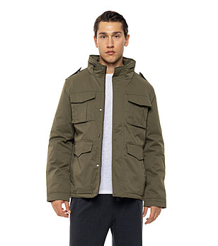 Късо мъжко яке с яка и скрита качулка Allan снимка