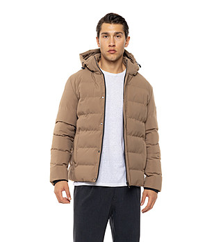 Бежово късо яке с качулка Domino снимка