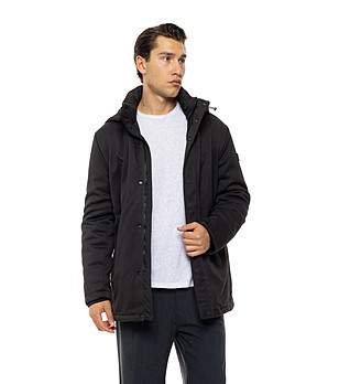 Черно мъжко яке с качулка Hedeon снимка