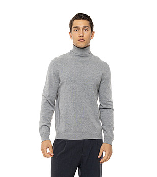 Сив мъжки плетен пуловер с памук Riko снимка