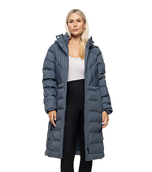 Дамско тъмносиньо яке с колан Tina снимка