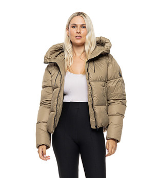 Късо бежово бомбър яке с качулка Aliza снимка