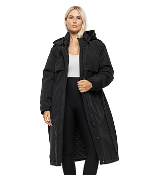 Черно дълго яке с качулка Emala снимка