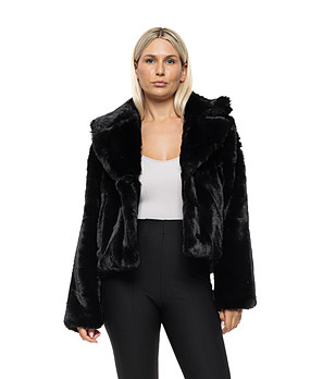 Черно палто от еко пух с яка Imena снимка