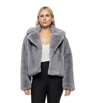 Сиво късо пухкаво палто Imena снимка