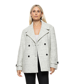 Светлосиво дамско палто с копчета Forlana снимка