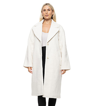 Дамско палто в цвят екрю Sarifa снимка