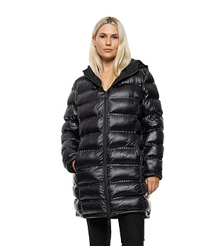 Черно двулицево дамско яке с качулка Fresia снимка