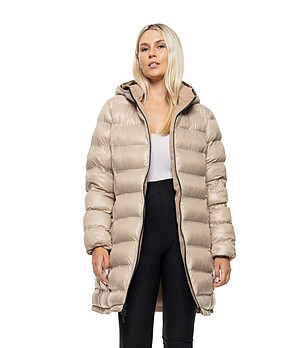 Бежово двулицево дамско яке с качулка Fresia снимка