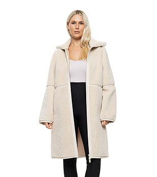 Дамско палто в цвят слонова кост Alita снимка