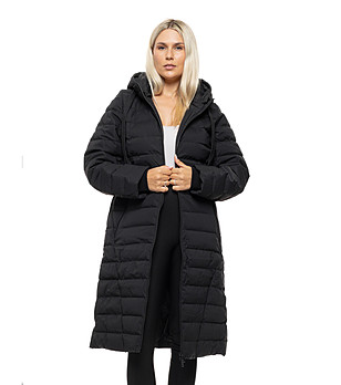 Черно дълго дамско яке с качулка Caren снимка