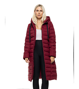 Дълго дамско яке в бордо с качулка Caren снимка