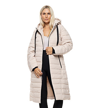 Дамско бежово дълго яке с качулка Caren снимка