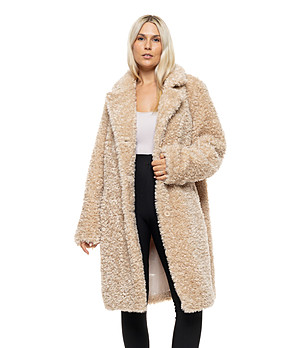 Бежово дамско пухкаво палто Albana снимка