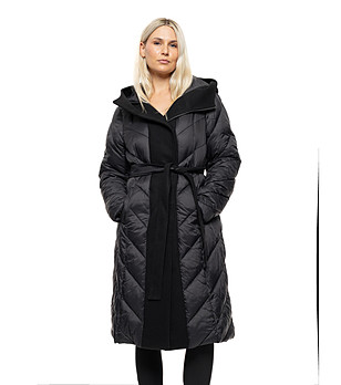 Черно дълго яке с качулка Tola снимка