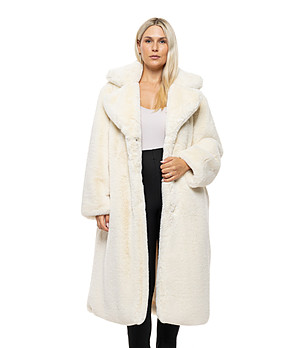 Дамско палто от еко кожа в цвят слонова кост Abena снимка