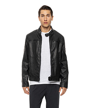 Черно мъжко яке от еко кожа Luckе снимка