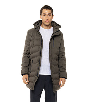 Мъжко кафяво яке с качулка Hawn снимка