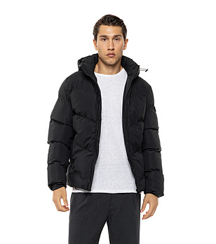 Черно капитонирано яке с качулка Buldo снимка