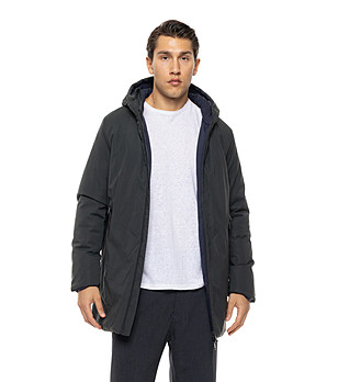 Двулицево яке в тъмнозелено и тъмносиньо с качулка Dеrеk снимка