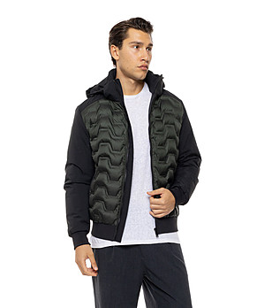 Късо яке в черно и зелено с капитониран панел Ynk снимка