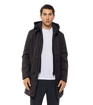 Мъжко черно яке с качулка Niko снимка