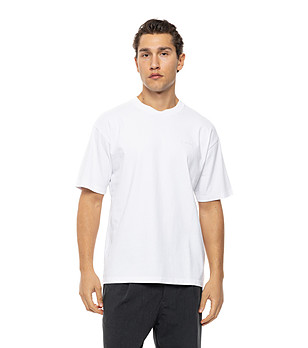 Бяла памучнa мъжка тениска Wiwo снимка