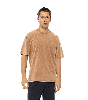 Бежова памучнa мъжка тениска Wiwo снимка