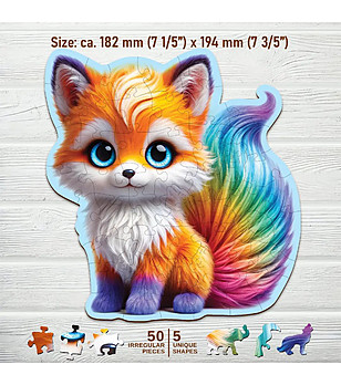 Дървен пъзел с лисица Wooden City 50 части снимка