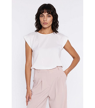 Екрю блуза с полуръкави снимка