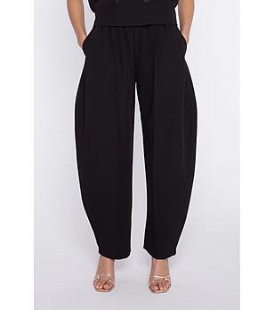 Дамски черен панталон с широк крачол снимка
