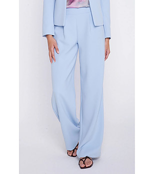 Светлосин панталон с висока талия снимка