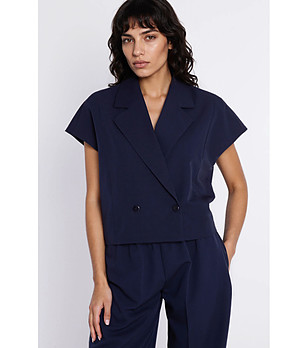 Тъмносиньо дамско късо сако снимка