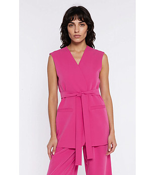 Розов елек тип сако с колан снимка