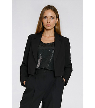 Дамско късо сако в черно снимка