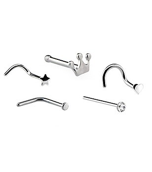 Сребрист комплект пиърсинг обеци снимка