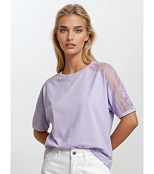 Лилава блуза с дантелени ръкави ATILA снимка