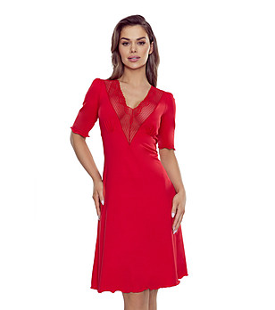 Червена нощница с дантела FLOR_PLUS снимка