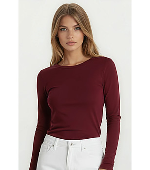 Бордо блуза с дълъг ръкав IRMA снимка