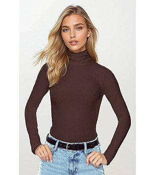 Кафяв поло MATYLDA с дълъг ръкав снимка