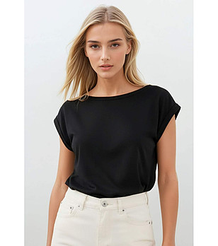 Черна памучна тениска без ръкави Norilla снимка