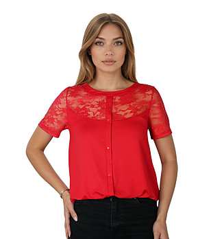 Червена блуза от дантела ZAKIA снимка