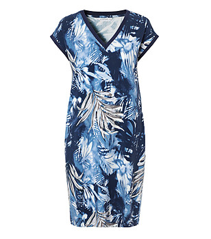 Памучна рокля в индигово синьо с принт Nara снимка