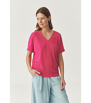 Блуза в цвят фуксия с памук Кaslimi снимка