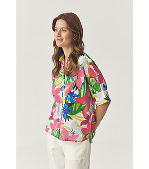 Дамска памучна риза с цветен принт Marisa снимка