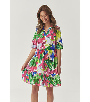 Флорална рокля с къс ръкав Danae снимка