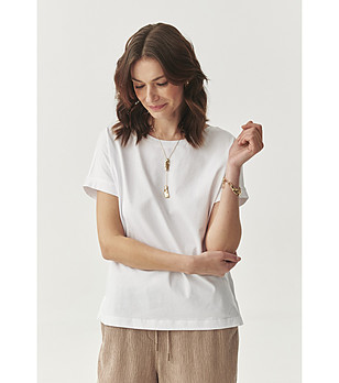 Светлобежова дамска памучна тениска Zaria снимка