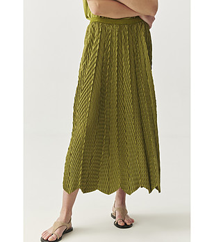 Зелена миди пола с плисиран ефект Dili снимка