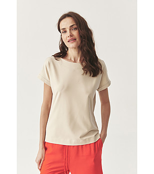 Дамска блуза в светлобежово с къс ръкав Salome снимка