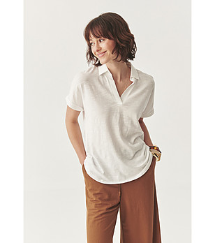 Дамска блуза в цвят екрю с яка Tilina снимка